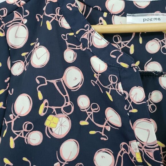 LAST CHANCE REMOVING~. * POEMA * Bicycle Navy 3/4 Sleeve Top 1X - Picture 2 of 5